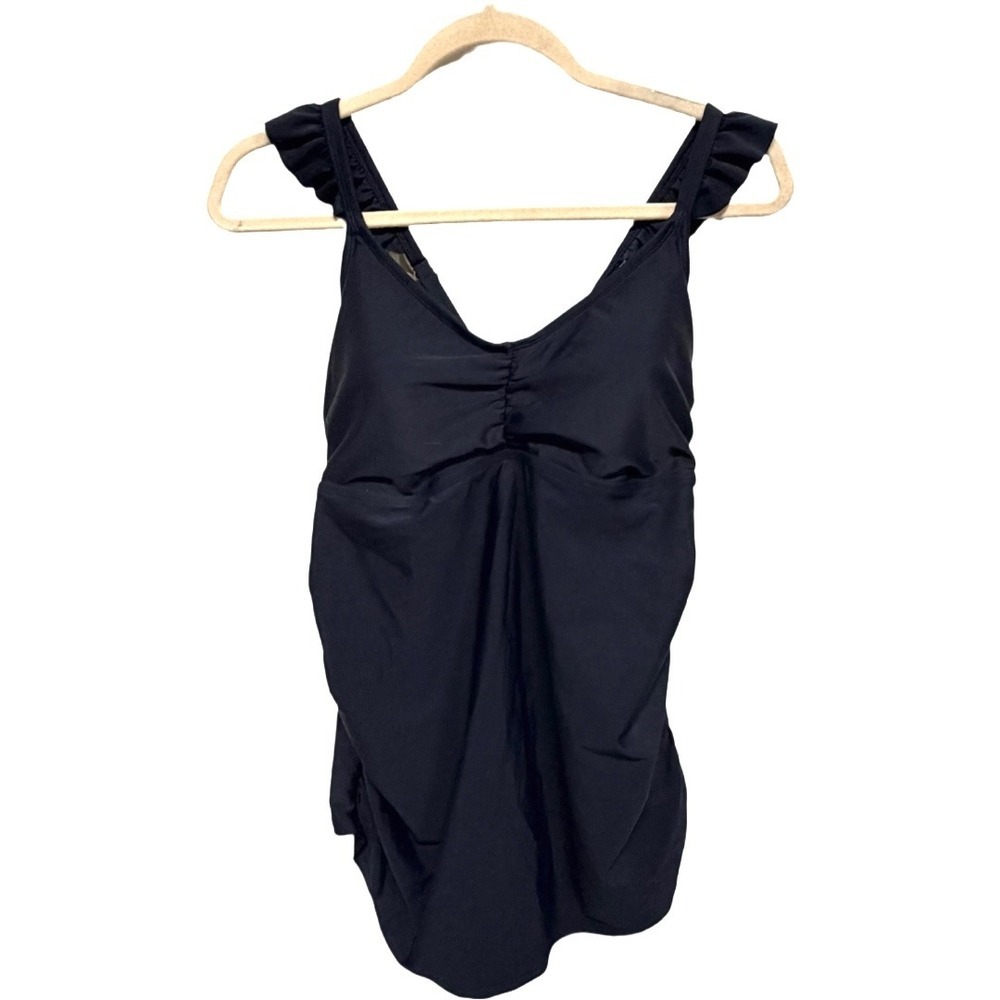 Isabel by Ingrid & Isabel Navy Ruffle Strap Tankini Swim D/DD- Large Maternity